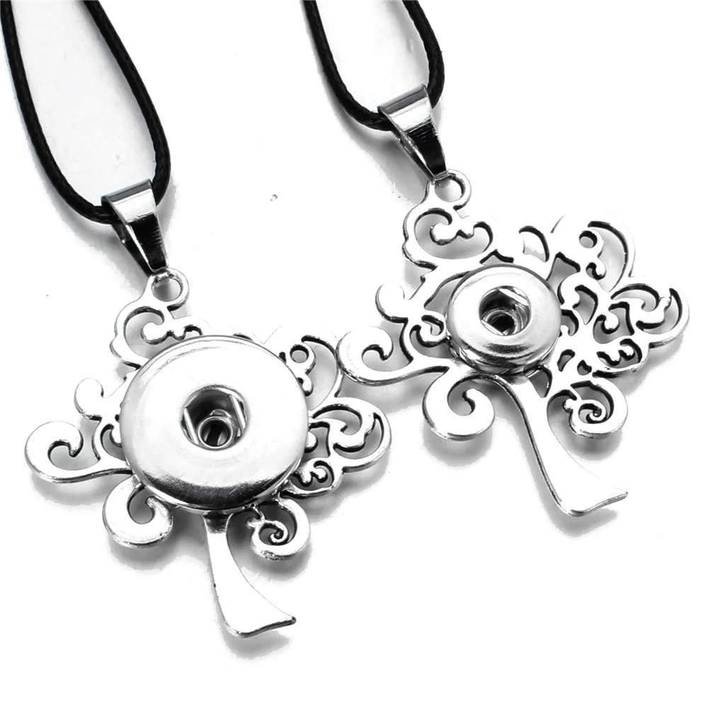 

Snap Jewelry Pendant Tree of Life Necklace For Women Metal Sliver Color 12MM 18MM Snap Necklaces Fashion Jewelry Christmas Gift