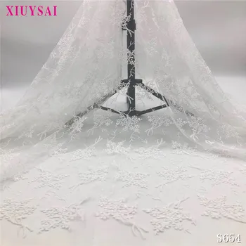 

XIUYSAI Pure White Lace African Net Lace Fabric French Lace Fabric High Quality Nigerian Lace Fabric For Wedding Dress SL654