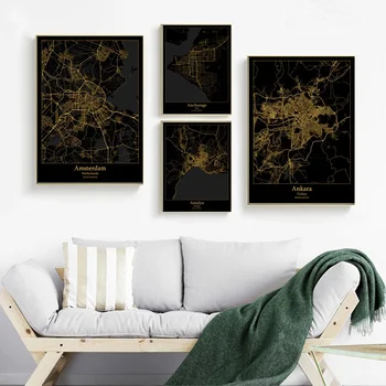 

Amsterdam Netherlands Anchorage Ankara Turkey Antalya Turkey Map Canvas Poster Painting Print Home Decoration Wall Art Decor