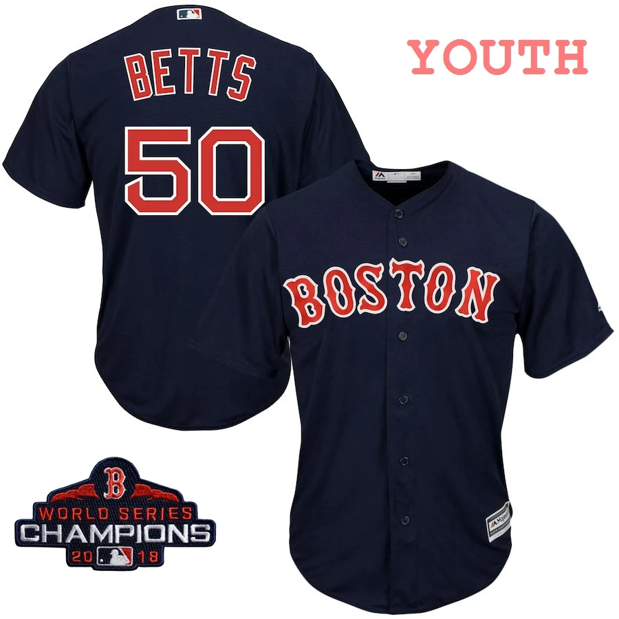 Молодежная детская футболка Boston Mookie Betts Red Sox Scarlet, белая футболка с логотипом команды чемпионов мира - Цвет: Youth