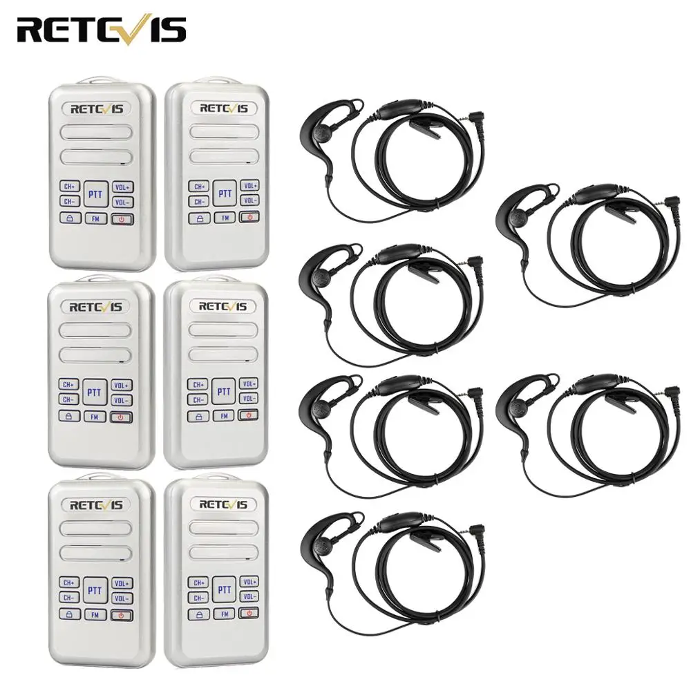 6 шт. RETEVIS RT20 мини рация 2 Вт UHF 400-470 МГц FM 16CH бизнес двухстороннее радио портативный приемопередатчик VOX TOT Comunicador