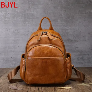

Backpack Women 2020 New Retro Fashion Wild Leather School Bag Small Backpacks Multi-layer Large Capacity Leather Female Casual