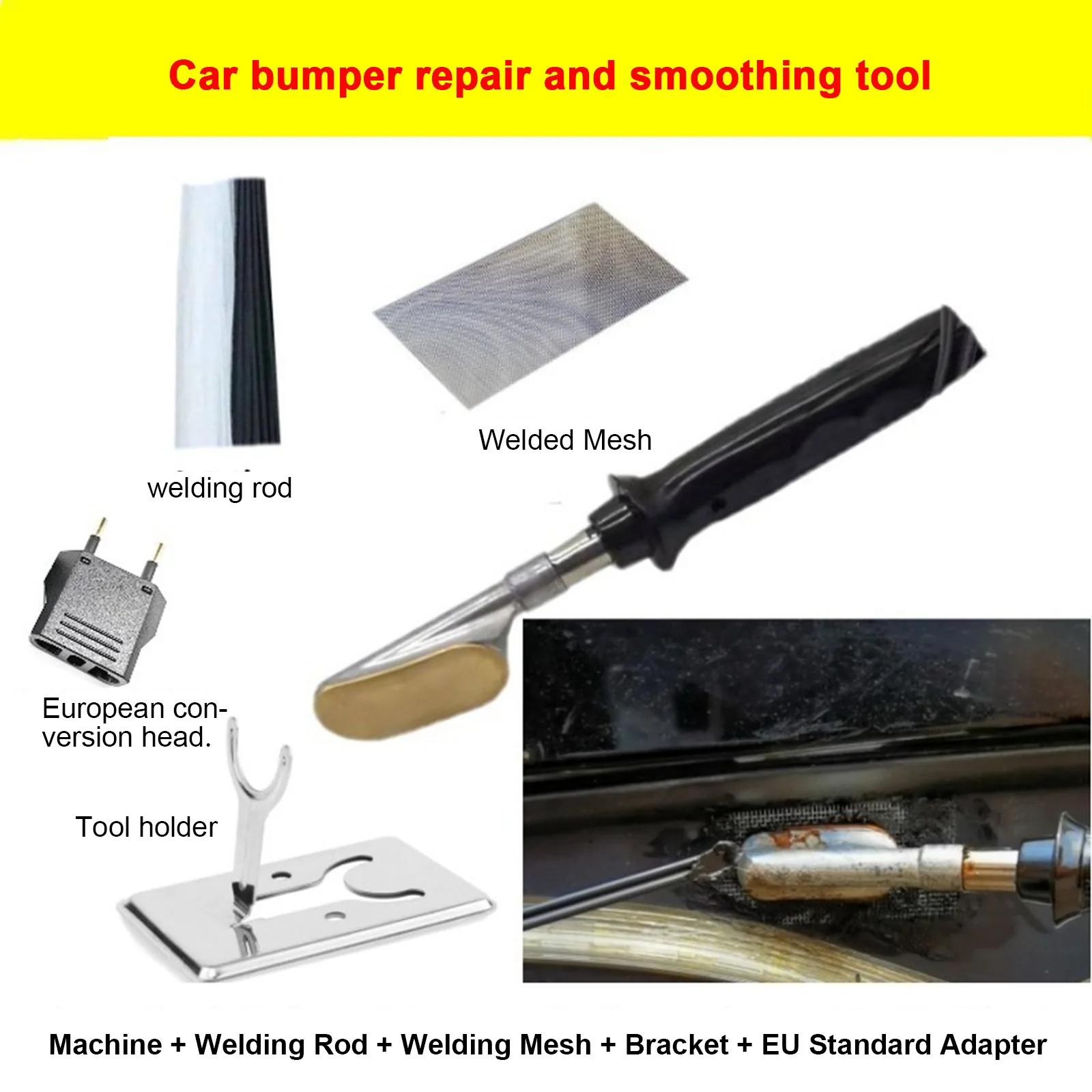 soldering irons & stations EU PLUG Smoothing Iron For Car Bumper Repair Hot Stapler EU Plug Leather Ironing Tool Plastic Smoothing Tool With PP Glue Stick arc welders
