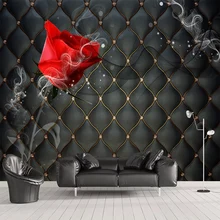 Papel pintado Mural personalizado 3D estéreo negro suave rollo Rosa humo pared pintura sala de estar TV estilo europeo decoración del hogar 3D fondos de pared
