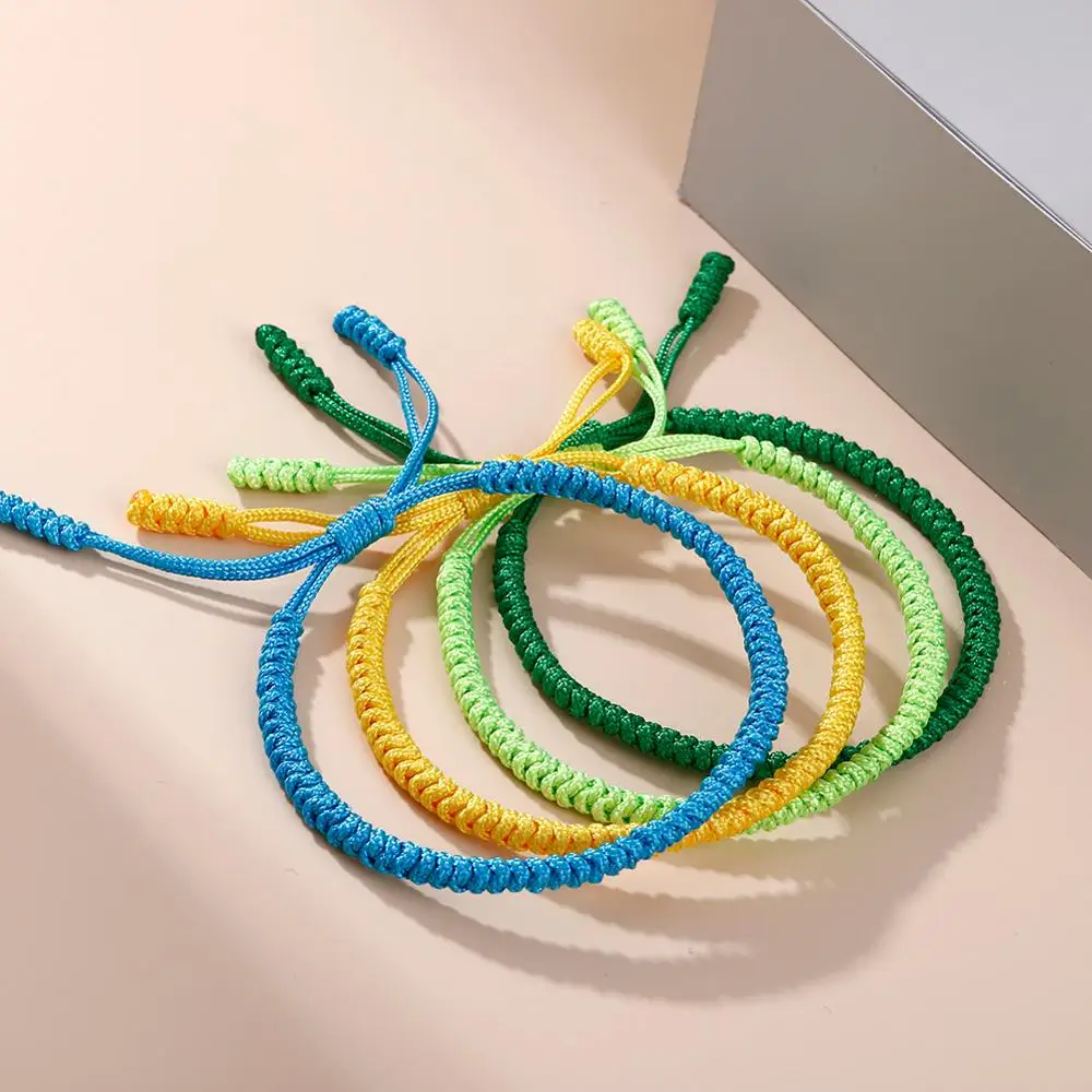 Lucky Red Nylon Thread Bracelet Tibetan Buddhist Handwoven Braided Rope Knots Bracelets Prayer Charm Jewelry Lover Wristbands