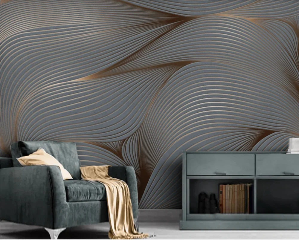 

Geometric abstract lines retro nostalgia modern minimalist light luxury background wall-custom wallpaper wall covering