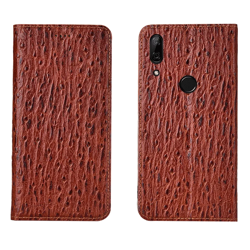 

Ostrich Pattern Genuine Leather Ultra Thin Card Slot Case For Huawei P Smart Z/Huawei P Smart Magnetic Case Standing Coque Funda