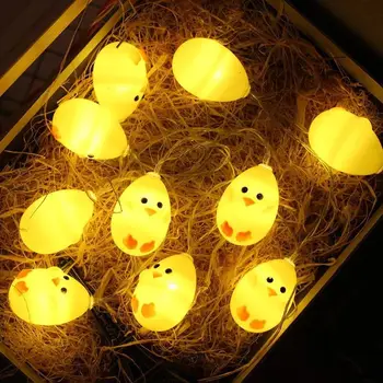 

1set 1.5M 10 LED Warm White Cute Yellow Chicks String Light Chicken Lamp Balcony Bedroom Garland Christmas Easter Decoration