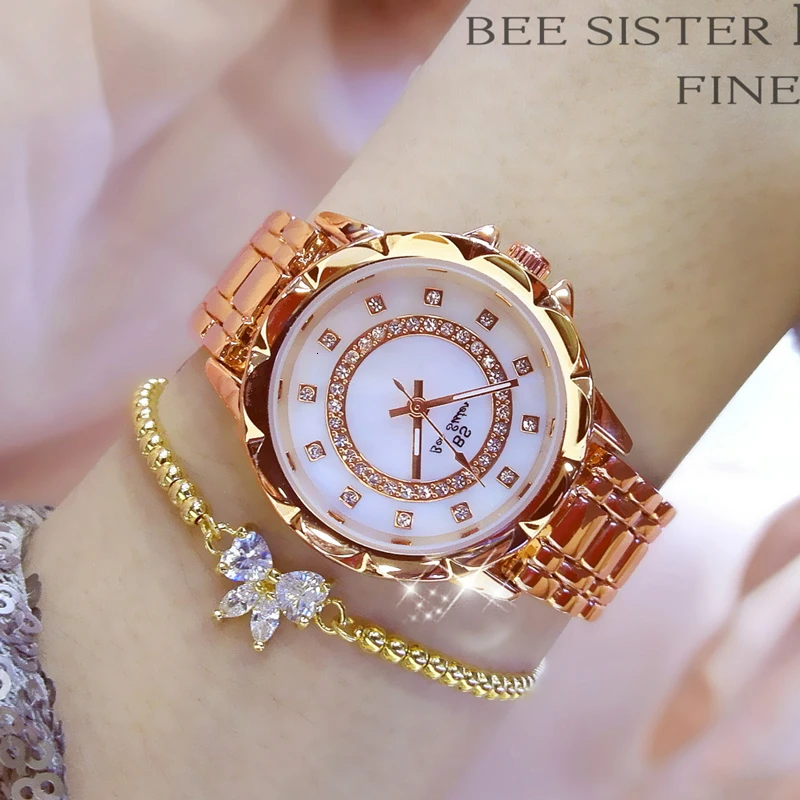 Новые часы для женщин, большие женские Стразы, кварцевые наручные часы, роскошные женские брендовые золотые часы с бриллиантами, relogio