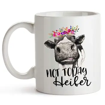 

Not Today Heifer Cow Mug, 11 Ounces, Cow Coffee Cup for Women, Farmer Mug for Cow Lovers