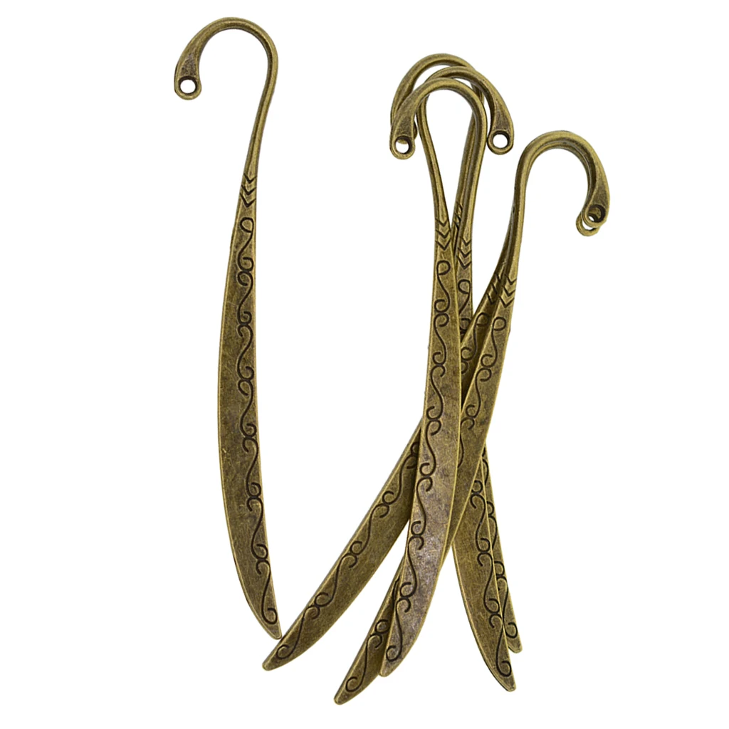 

6 Pieces Bronze Alloy Bookmarks Book Mark With Hole DIY Jewelry Making Findings Accessories Stationery