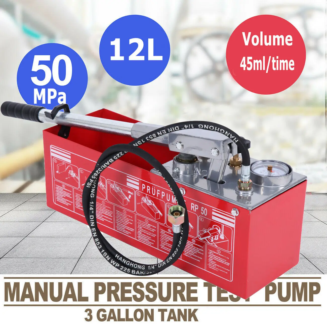 

Ridgeyard 12L Manual Pressure Test Pump System Leakage Tester Water Line Heating Hydraulic Pipeline Water Pump Fast Ship