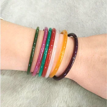 

Exclusive design Beautiful Thin Jade Bangle Natural Red Pink Green Agate Jade Lucky Cute Sweet Girl's Gift Bangles
