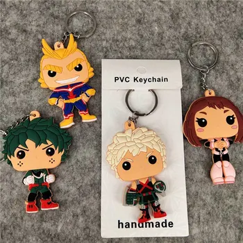 

Anime My Hero Academia New Cartoon Pvc Double-Sided Soft Glue Keychain Printing Q Version Keyring Cute Pendant