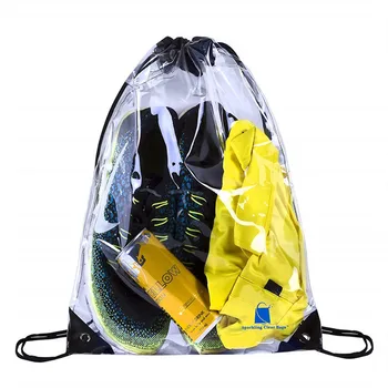 

Waterproof Transparent PVC Backpack Portable Sports School Bag Casual Clear Travel Beach Clothes Shoes Drawstring Backpack