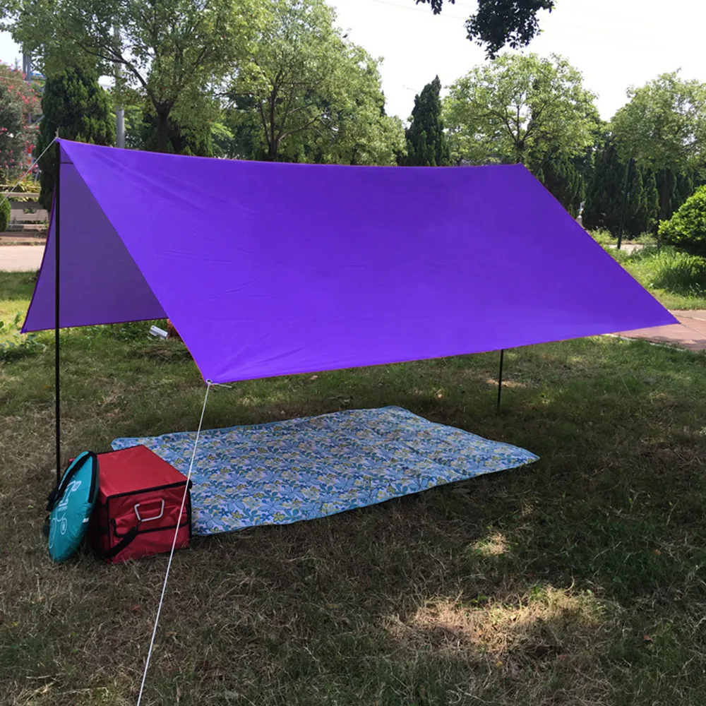 Тент путешествия солнцезащитный тент Кемпинг Брезент тент навес беседка Маскировочная сеть практичный портативный 300x300 см водонепроницаемый на открытом воздухе - Цвет: Purple