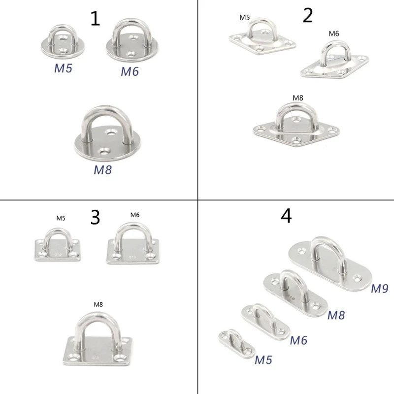 Anello Di Graffatura Gancio In Acciaio Inossidabile 316 Cuscinetto Per Occhi Pesanti Piastra A Forma Di U Gancio Per Montaggio A Soffitto Per Accessor