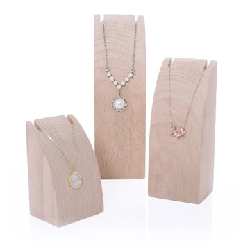 

Natural Wooden Necklace Display Stand Organizer Holder Rack