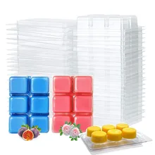  10 Packs Wax Melt Mold, Wax Melt Clamshells Molds Square, 6 Cavity Clear Plastic Cube Tray For Candle-making & Soap 