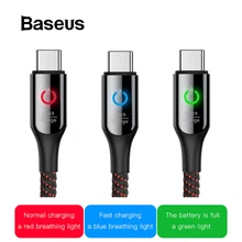 Baseus USB Type C Cable Smart Power Off Type C Cable for Samsung S10 Huawei P30 Quick Charge 3.0 LED USB C Mobile Phone Cables-in Mobile Phone Cables from Cellphones & Telecommunications on AliExpress 