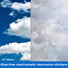 С рисунком облака, без клея, Электростатическая стеклянная пленка, целлофан, для гостиной, спальни, оконные декоративные наклейки, оконная пленка