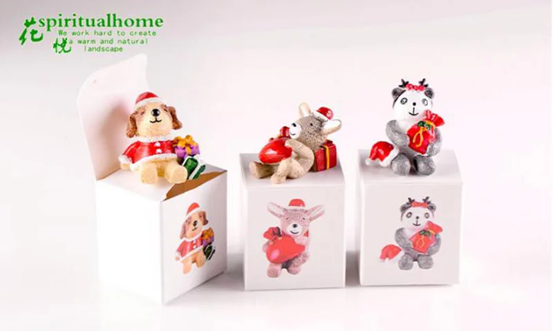 Рождественский Санта-Клаус, животные, медведь, собака, полимерные украшения, милые миниатюрные микро Ландшафтные украшения для дома, рождественский подарок для детей, 1 шт