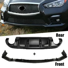 2 шт./лот углеродное волокно передний бампер для губ разветвитель диффузор+ задний бампер диффузор спортивная версия для Infiniti Q50