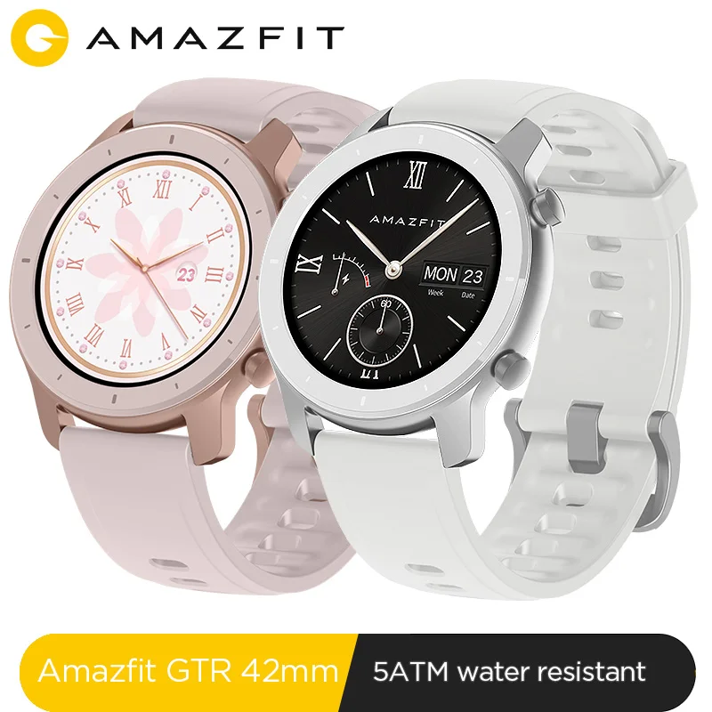 Глобальная версия, Новые смарт-часы Amazfit GTR 42 мм, 5ATM, умные часы, 12 дней, батарея, gps, управление музыкой, для Xiaomi, Android, IOS