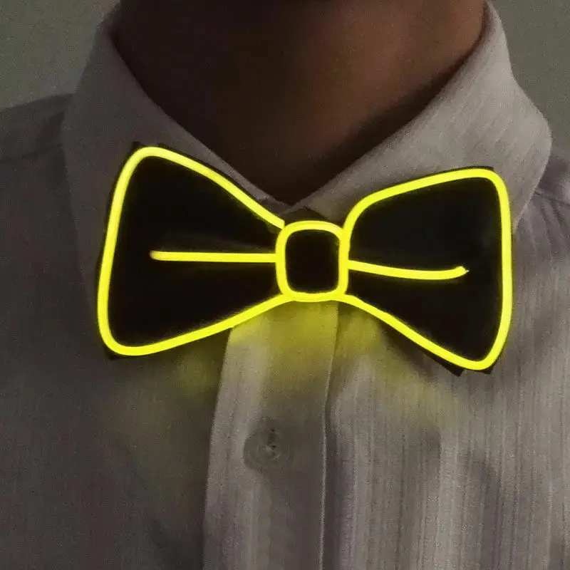 Мужской светодиодный галстук на проволоке галстук-бабочка мигающий светильник El Wire галстук-бабочка светодиодный мужской светильник s галстук-бабочка свадебные светящиеся вечерние поставка Лидер продаж - Цвет: Цвет: желтый