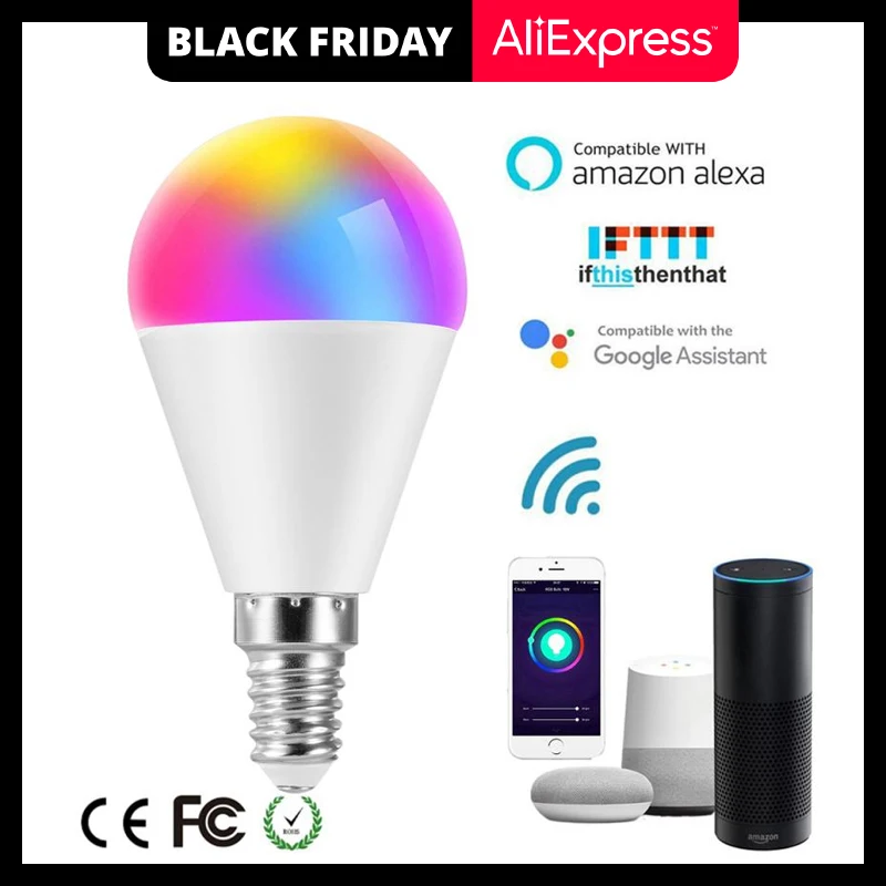 Светодиодная умная лампа V26 Alexa WiFi голосовое управление RGB энергосберегающий