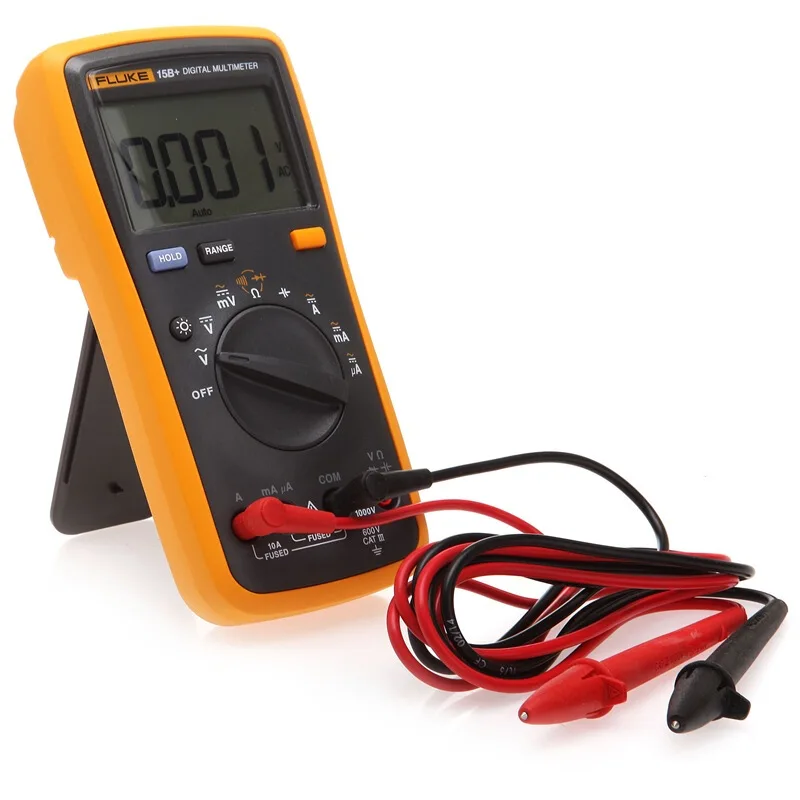 FLUKE 15B+ цифровой мультиметр с автоматическим диапазоном 4000 отсчетов переменного/постоянного тока, измеритель сопротивления тока, измеритель частоты емкости