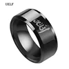 Uelf 8MM Black Muslim Allah Ring Women Men Islam Arabic God Messager Stainless Steel Ring Quran Middle Eastern ► Photo 2/6