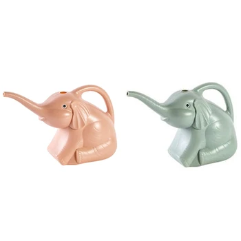 

2x Plastic Garden Elephant Watering Can Plant Flower Pot Irrigation Garden Watering Pots Lotus Pink & Blue