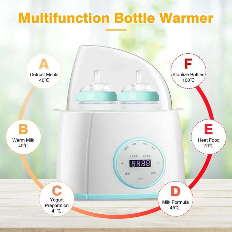 6 в 1 двойная Паровая Детская Бутылочка с изоляцией для кормления детей с таймером US Plug