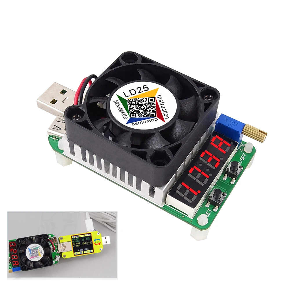 

LD25 LD35 USB Interface Grade Electronic Load Resistor Discharge Battery Capacity Test Meter With Fan Adjustable Current