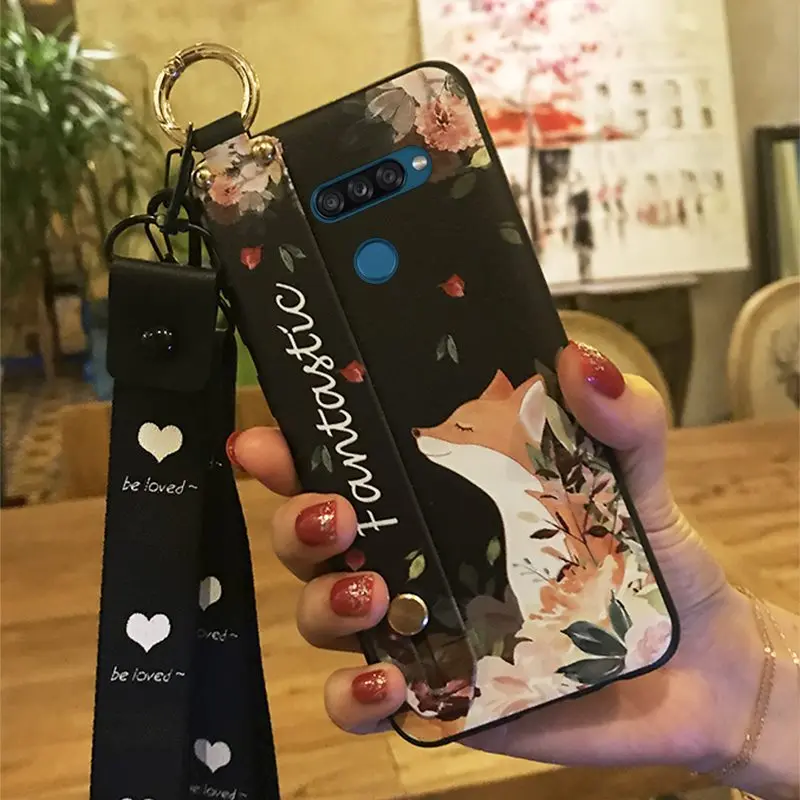 Противоударный грязеотталкивающий чехол Lanyard для телефона LG K50S силиконовый