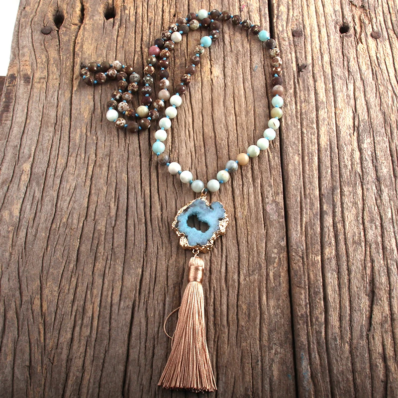 ligações de pedra tassel colares para boho