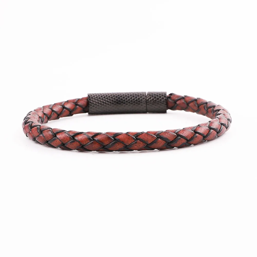 JARAVVI Simple Design High Quality Stainless Steel Clasp Vintage Genuine Leather Bacelet Men Jewelry Gift - Image 5