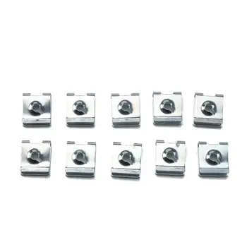 

100PCS Blue White Zinc U-Shaped 65 Manganese Steel Spring Nut Clip Nut NO.4 For Automotive Interior Trim Panel