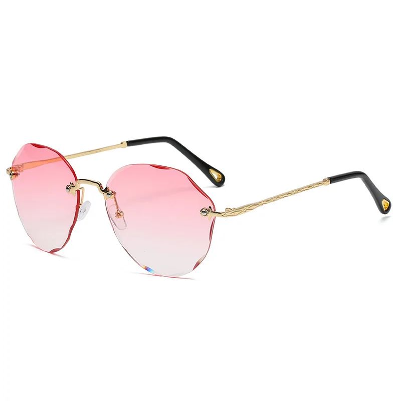 Lunettes de soleil rondes classiques sans bords pour femmes, Sexy, dégradé, surdimensionnées, Vintage, grande monture pour l'extérieur_voghion.com