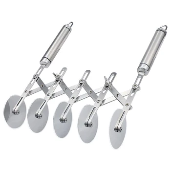 

Pastry Cutter 5 Wheel Dough Cutter and Dual Fluted Ravioli Cutter Wheel/Pizza Cutter Wheel Versatile Brownie Cutter