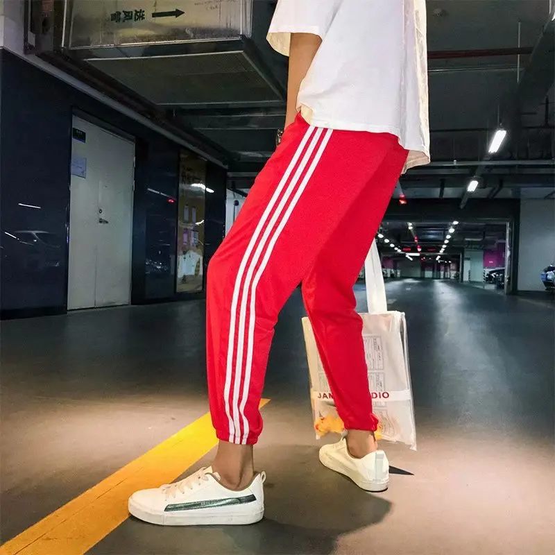 

INS Super Fire Capri Pants Men's Summer Korean-style Slim Fit Casual Pants Trend Couples Harajuku BF Style Skinny Athletic Pants