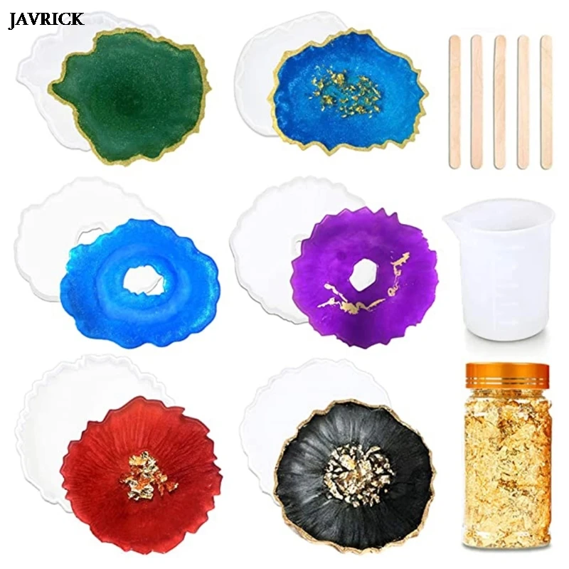 

DIY Coaster Crystal Epoxy Resin Molds Kit Irregular Wave Shape Cup Pad Silicone Mold Handdmade Crafts Decorations Jewelry Making