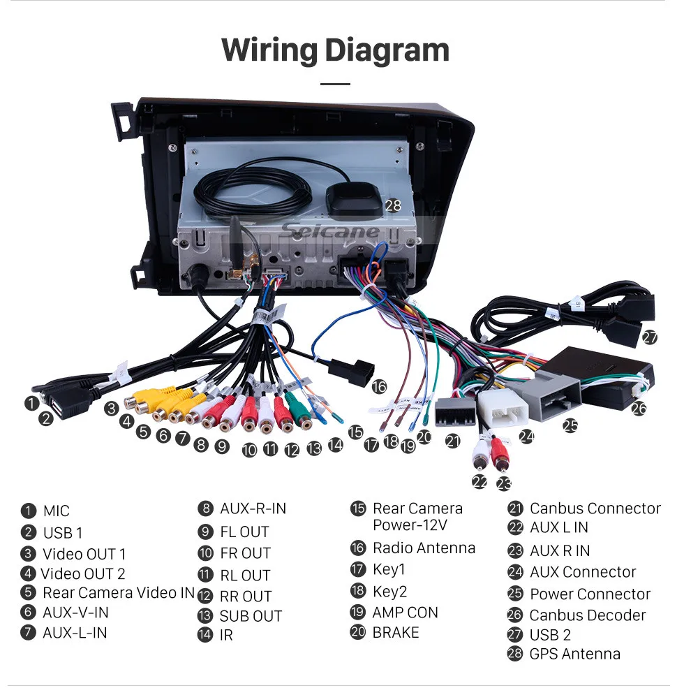 Excellent Seicane Android 9.0 Car Radio GPS Navigation Unit Player 9 inch For Honda Civic 2012 Right Hand Drive Steering Wheel Control 17