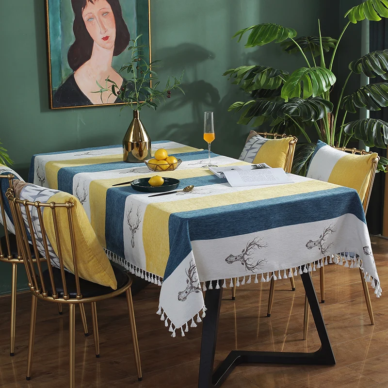 

European Thick Chenille Table Cloth Tassel Rectangular Tablecloths Household Table Cover Round Table Cloth Custom