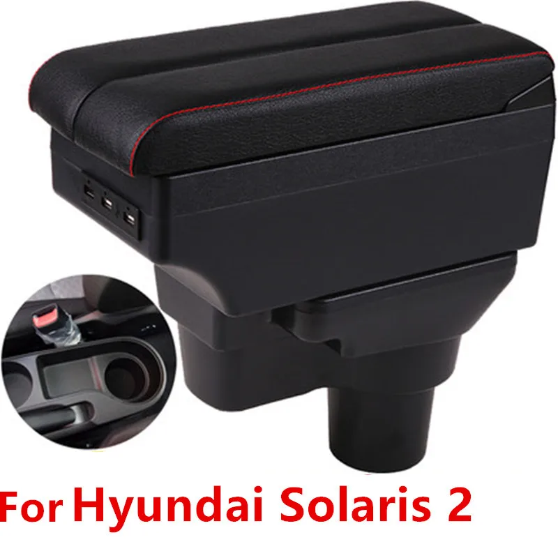 For Hyundai Solaris 2 armrest box USB Charging heighten Double layer central Store content accessories | Автомобили и мотоциклы