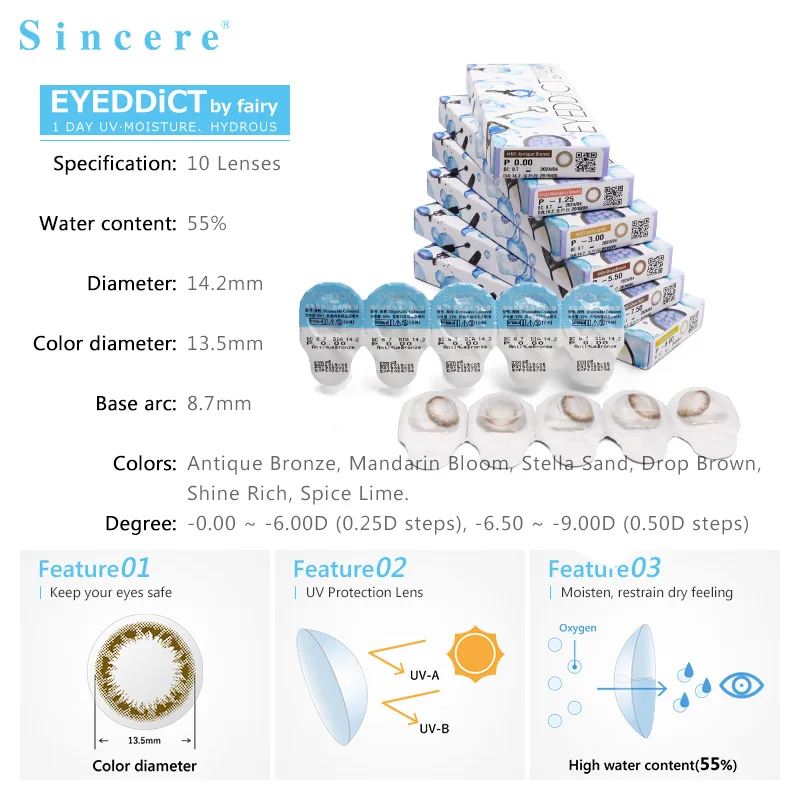 Shine Rich colour contact lenses for eyes 1day 10lenses/pcs
