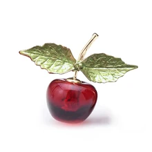  Morkopela nice fruit brooch transparent red cherry pins fashion enamel pin for women costume brooches jewelry pins accessories 