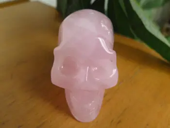 

afa880356++Natural Rose Quartz crystal Carved Skeleton, Healing SKUll