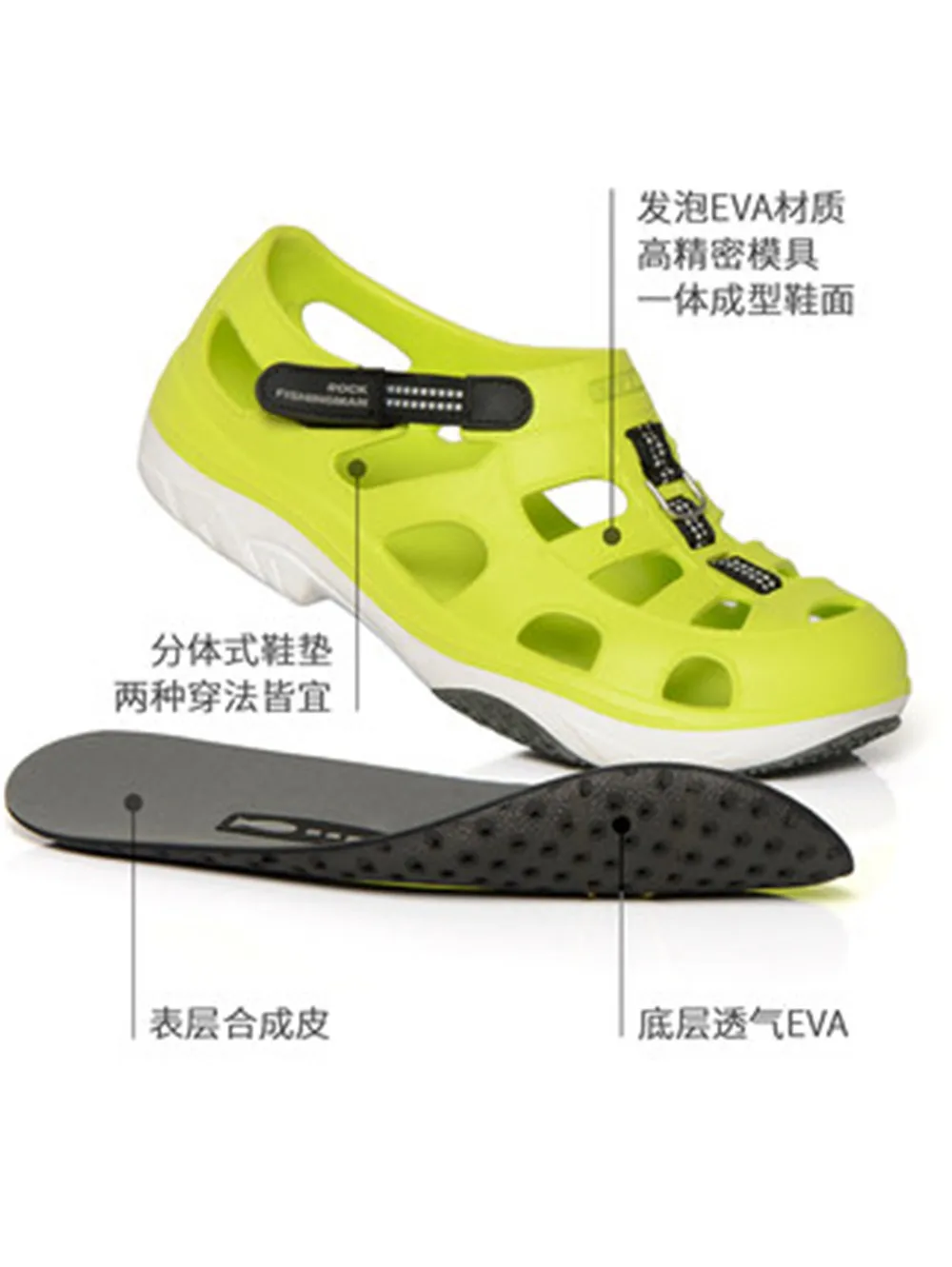 Fly Fishing Wading Shoes Seas Fishing Sandals Upstream Fish Boots Special Outdoor Boat Non-Slip Hole Sandals Summer Men Women Green / 8